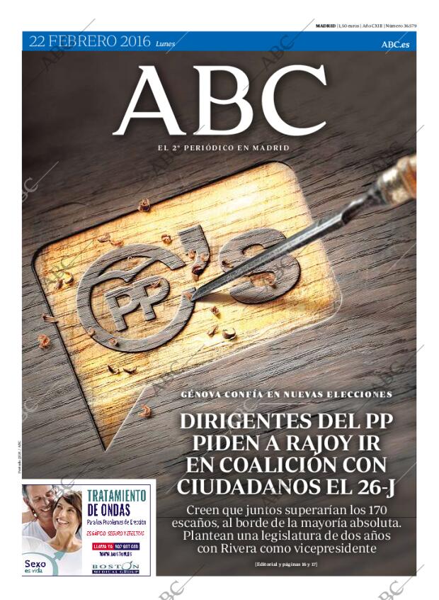 ABC MADRID 22-02-2016 página 1