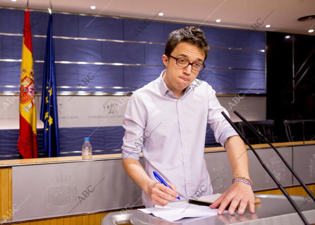 Rueda de prensa de Iñigo Errejón de Podememos, después de la junta de portavoces...