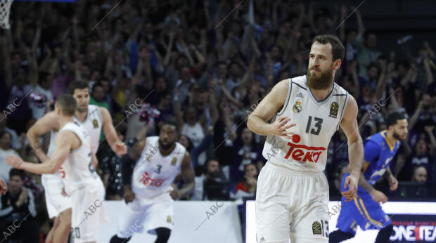 Partido de Euroliga de Baloncesto disputado en el Palacio de los Deportes, entre...