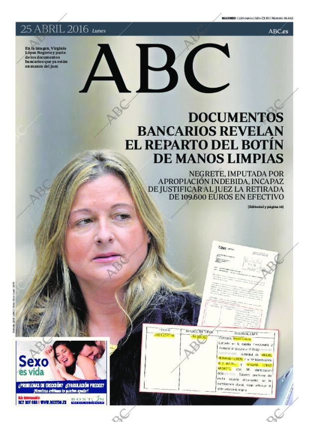 ABC MADRID 25-04-2016 página 1