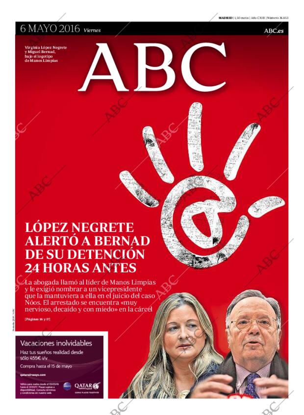 ABC MADRID 06-05-2016 página 1
