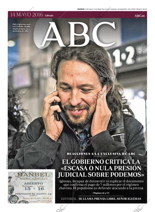 ABC MADRID 14-05-2016 página 1