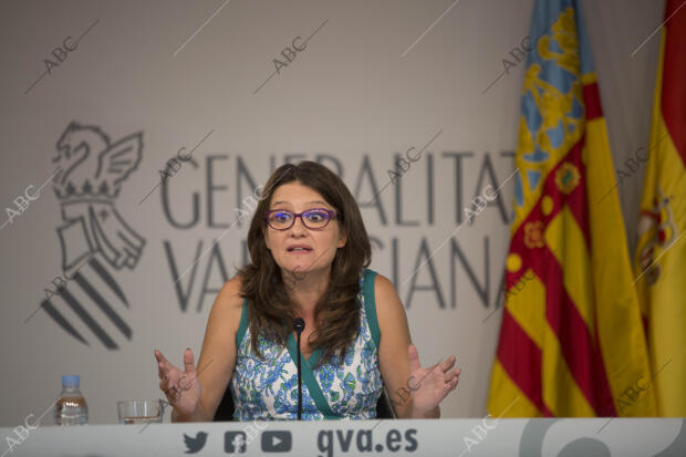 Rueda de prensa de Monica Oltra después de la reunión del Consell