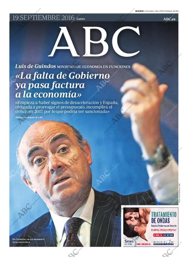 ABC MADRID 19-09-2016 página 1