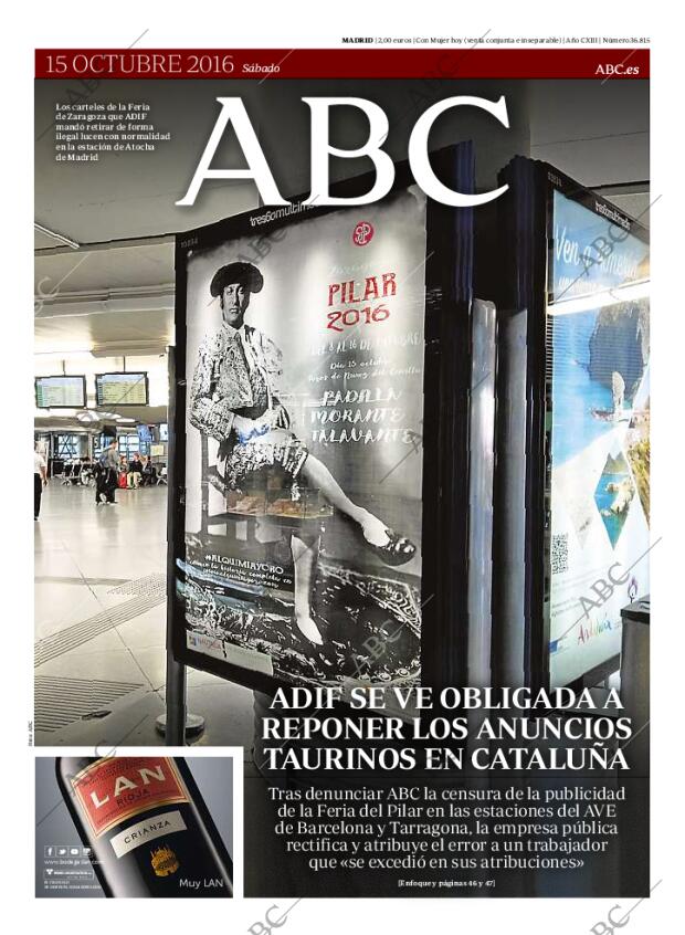 ABC MADRID 15-10-2016 página 1