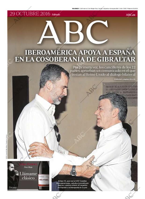 ABC MADRID 29-10-2016 página 1