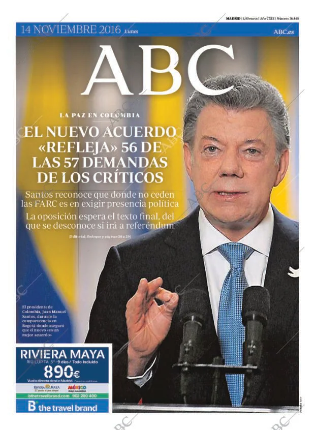 ABC MADRID 14-11-2016 página 1