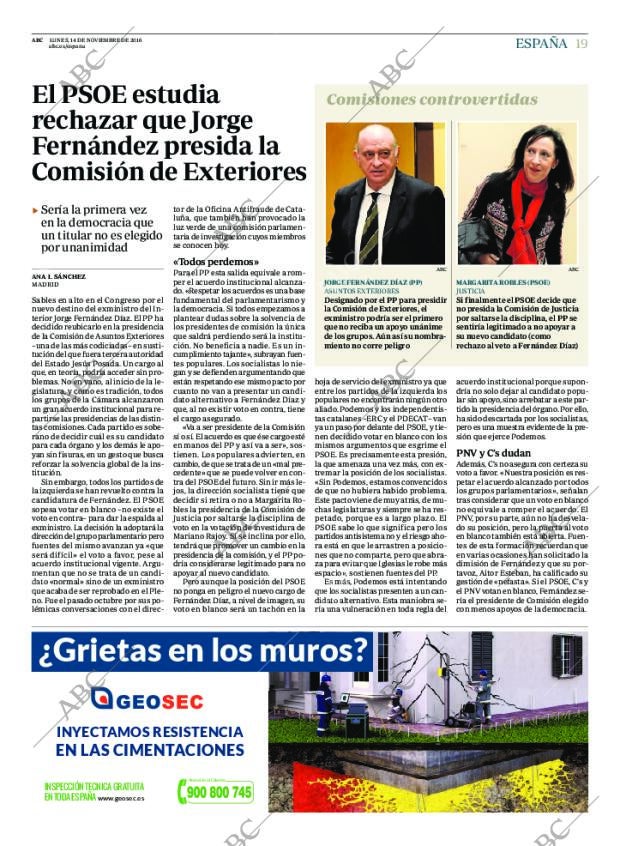 ABC MADRID 14-11-2016 página 19