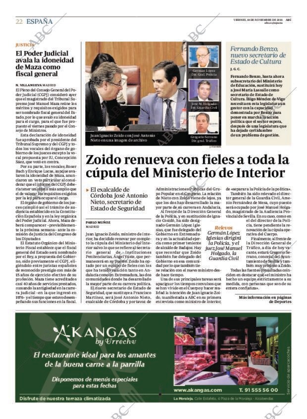 ABC MADRID 18-11-2016 página 22
