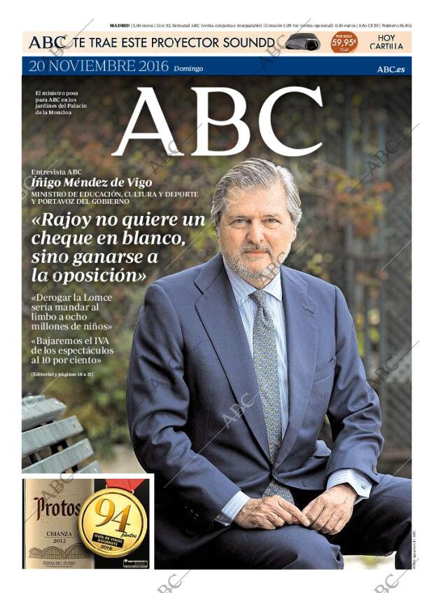 ABC MADRID 20-11-2016 página 1