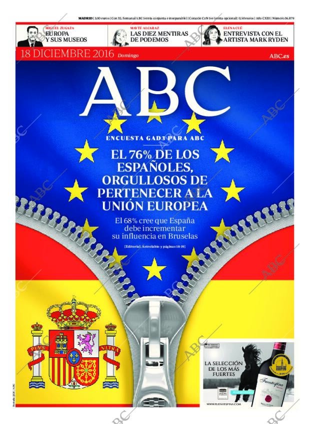 ABC MADRID 18-12-2016 página 1