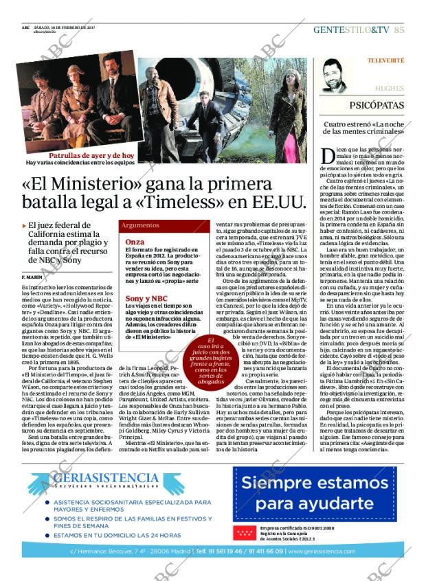 ABC MADRID 18-02-2017 página 85
