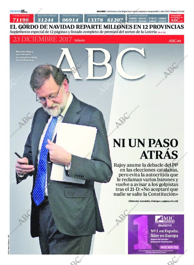 ABC MADRID 23-12-2017 página 1