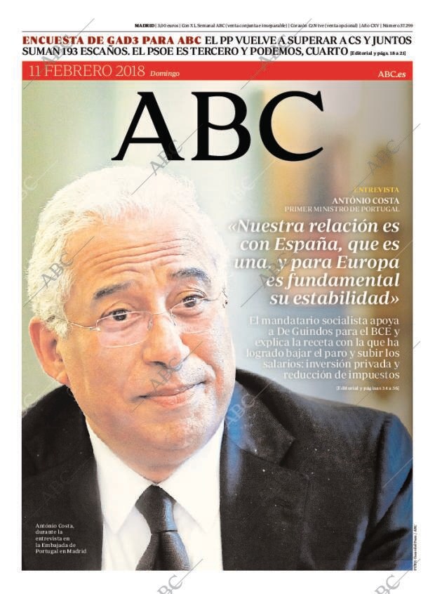 ABC MADRID 11-02-2018 página 1