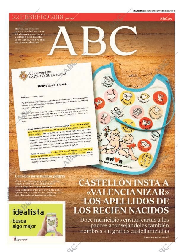 ABC MADRID 22-02-2018 página 1