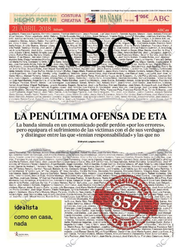 ABC MADRID 21-04-2018 página 1