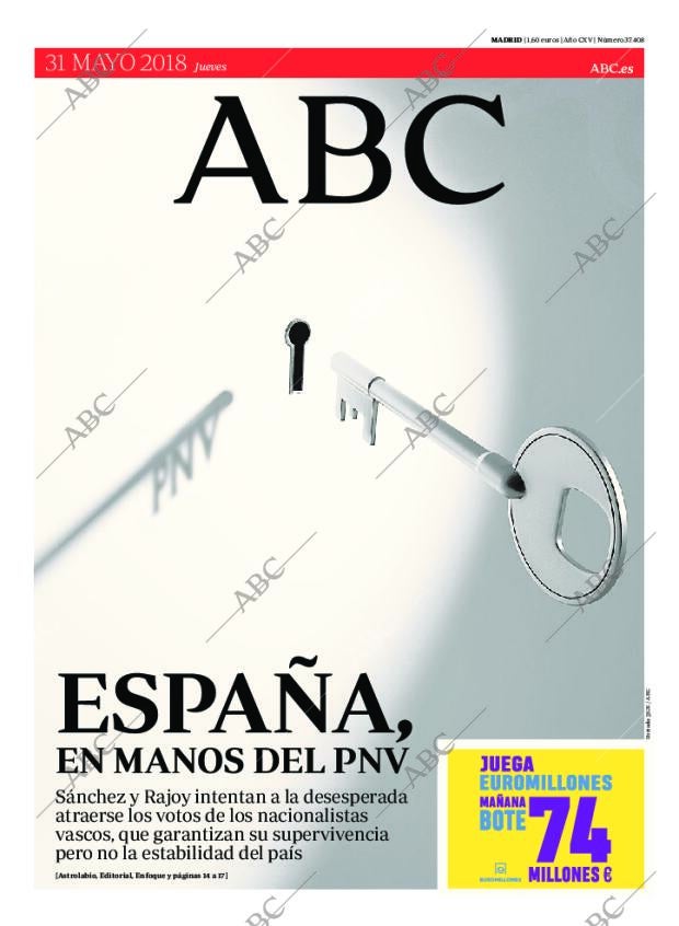 ABC MADRID 31-05-2018 página 1