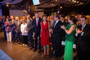 El Rey Felipe VI y la Reina Letizia a su llegada a la entrega de los premios de...