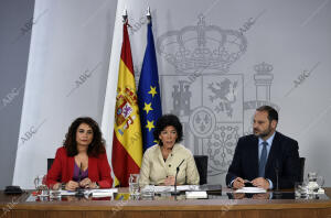 Rueda de prensa tras el Consejo de Ministros con: Isabel Celaá, José Luis Ábalos...