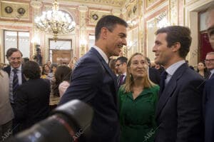 Ana Pastor, Pío García Escudero y Pedro Sánchez presentan en el Congreso de los...