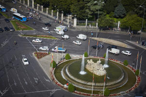 En la imagen, la plaza y la fuente de Cibeles