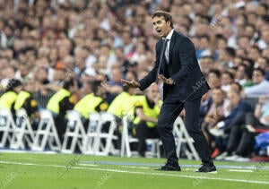 Partido de Liga de Campeones diputado en el estadio Santiago Bernabéu, entre el...