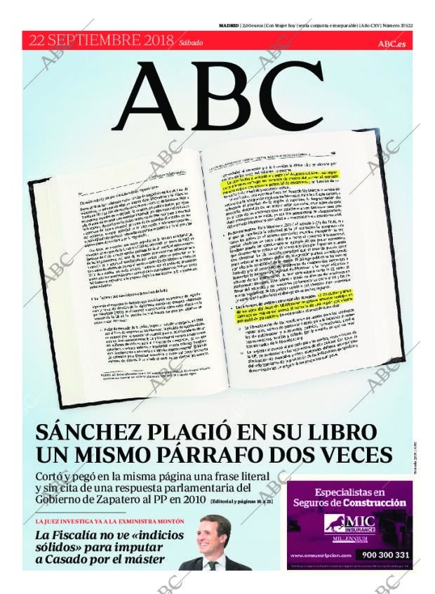 ABC MADRID 22-09-2018 página 1