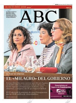 ABC MADRID 16-10-2018 página 1