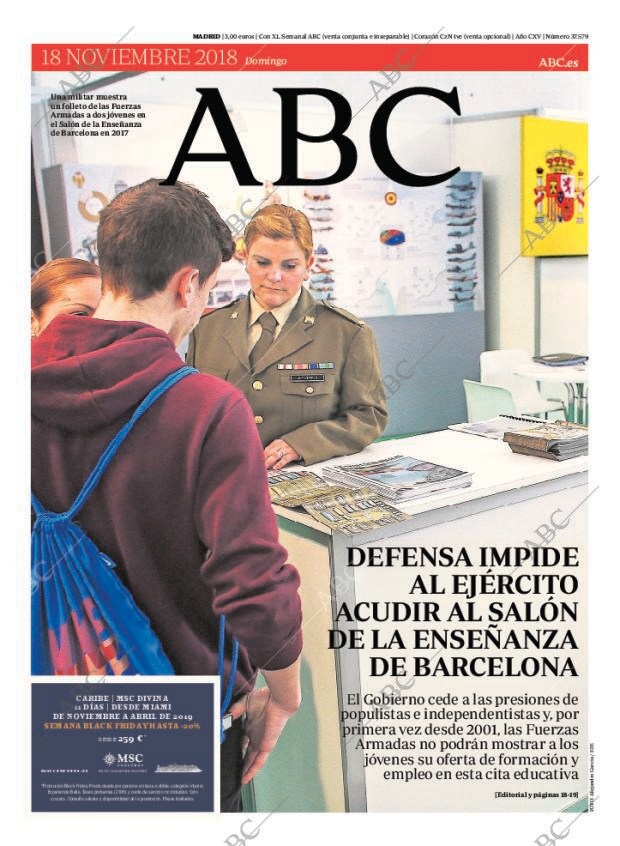 ABC MADRID 18-11-2018 página 1