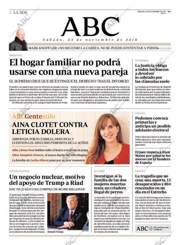 ABC MADRID 24-11-2018 página 2