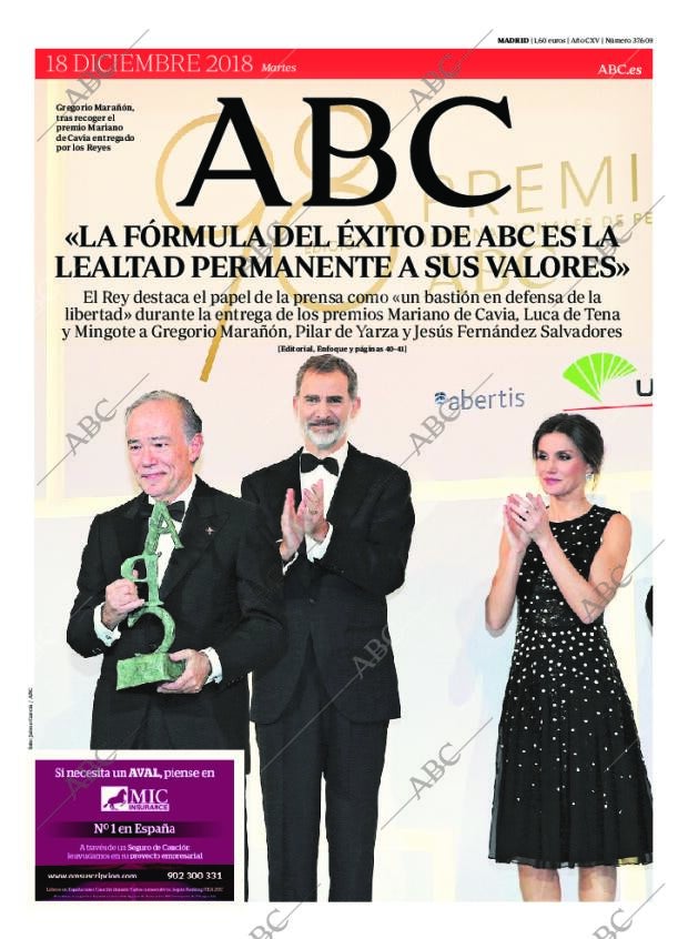 ABC MADRID 18-12-2018 página 1