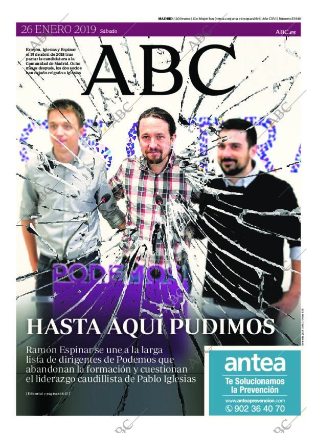 ABC MADRID 26-01-2019 página 1