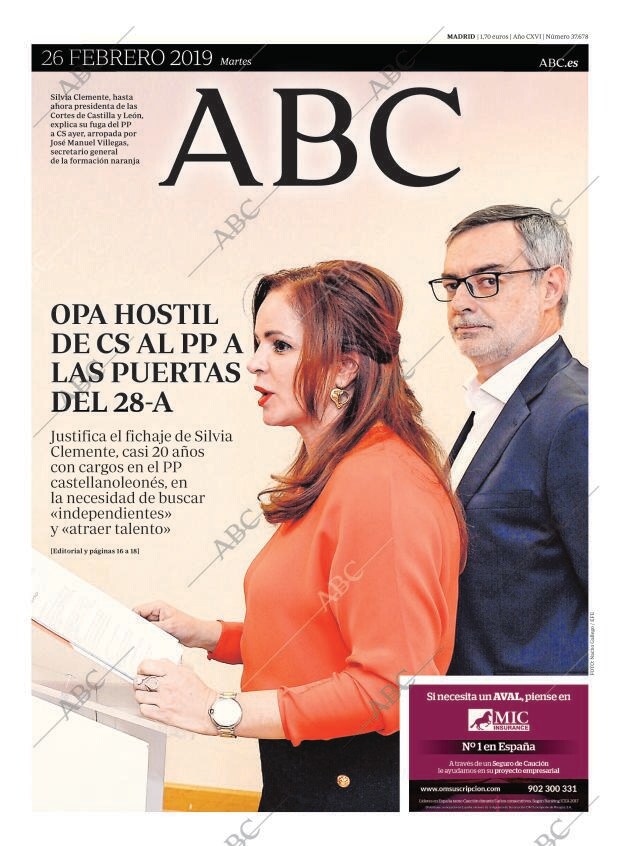 ABC MADRID 26-02-2019 página 1