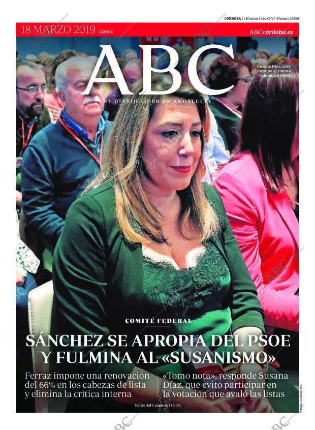 ABC CORDOBA 18-03-2019 página 1