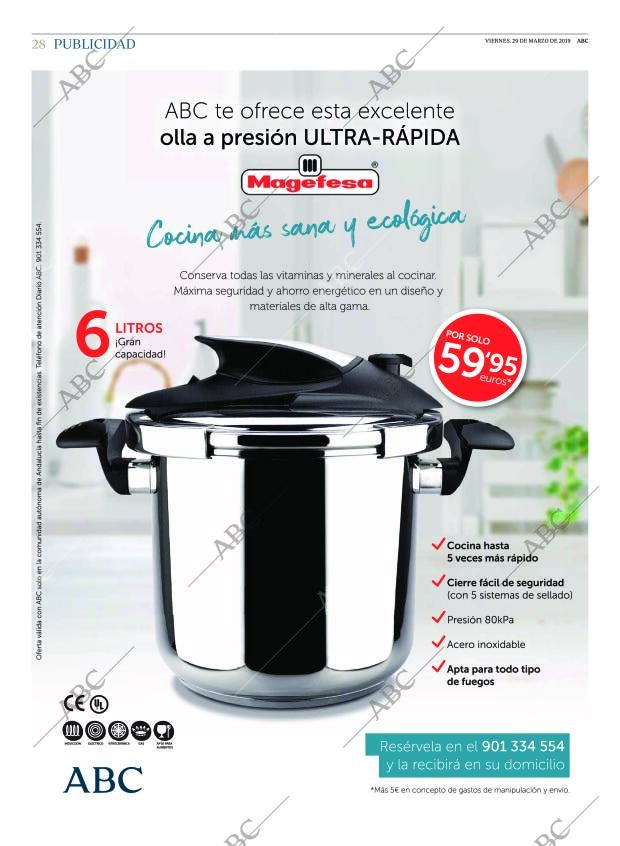 Periódico ABC CORDOBA 29 03 2019,portada Archivo ABC Olla a Presión Profesional Diario ABC | Cosas y muestras