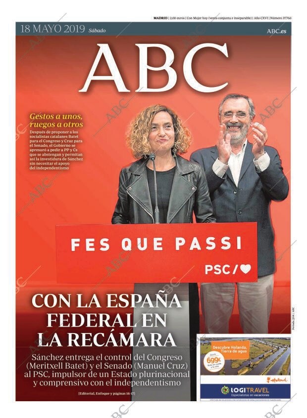ABC MADRID 18-05-2019 página 1