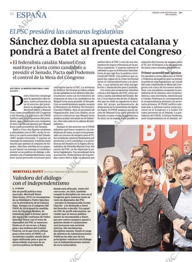ABC MADRID 18-05-2019 página 16
