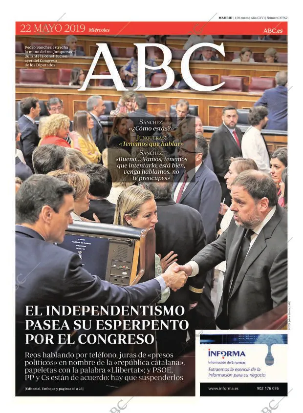 ABC MADRID 22-05-2019 página 1