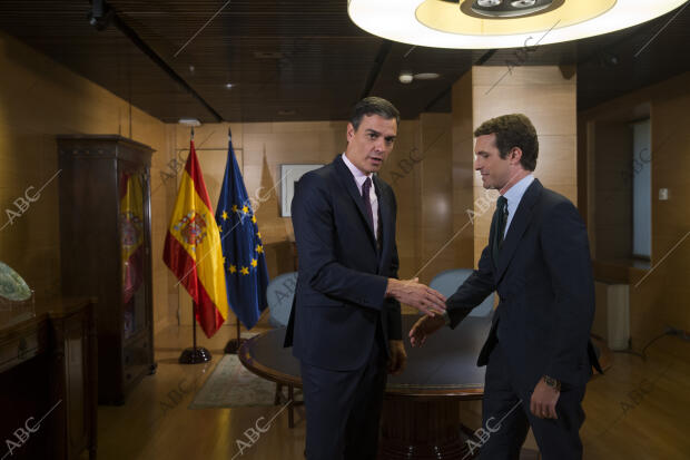 Encuentro entre el presidente en funciones del Gobierno Pedro Sánchez, y el...