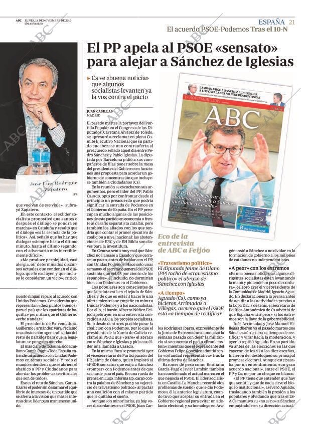 ABC MADRID 18-11-2019 página 21