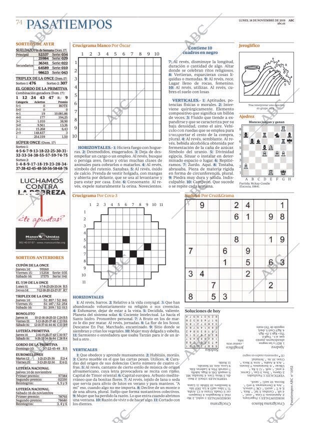 ABC MADRID 18-11-2019 página 74