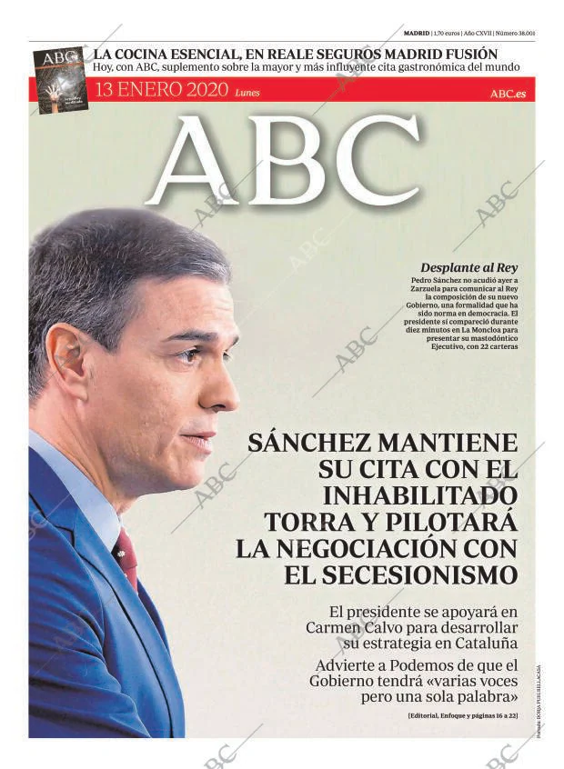 ABC MADRID 13-01-2020 página 1