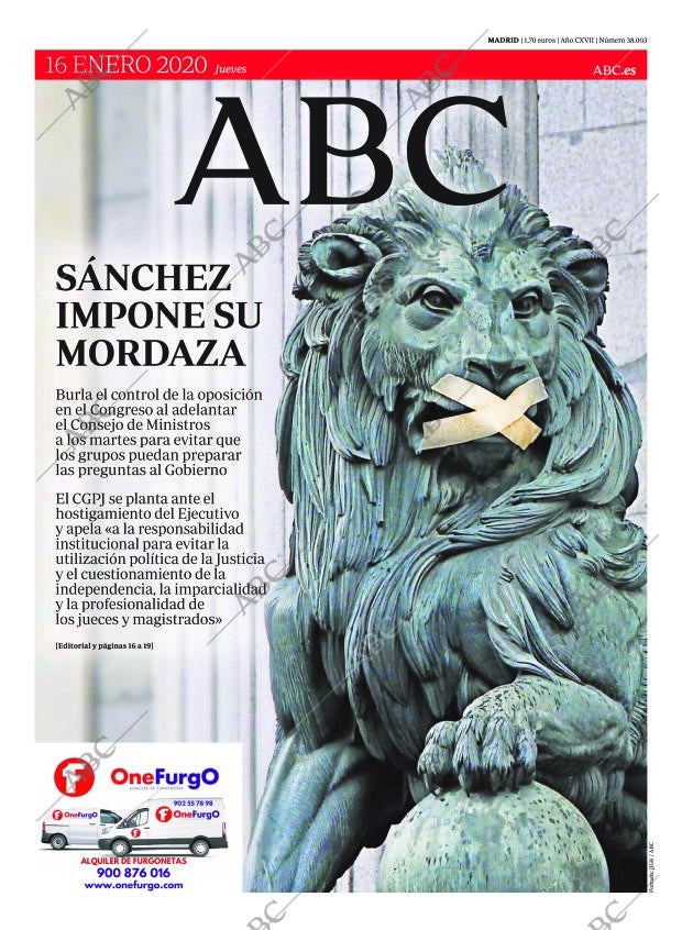 ABC MADRID 16-01-2020 página 1