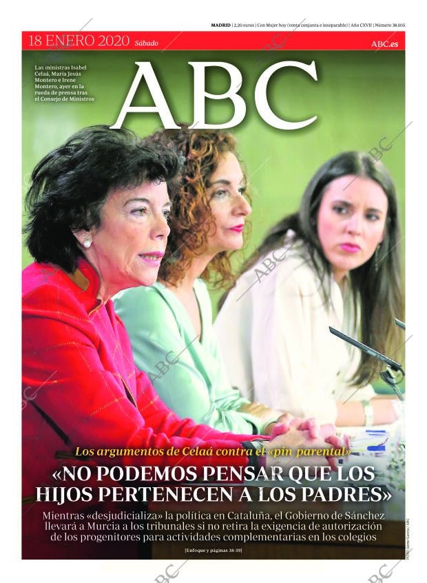 ABC MADRID 18-01-2020 página 1