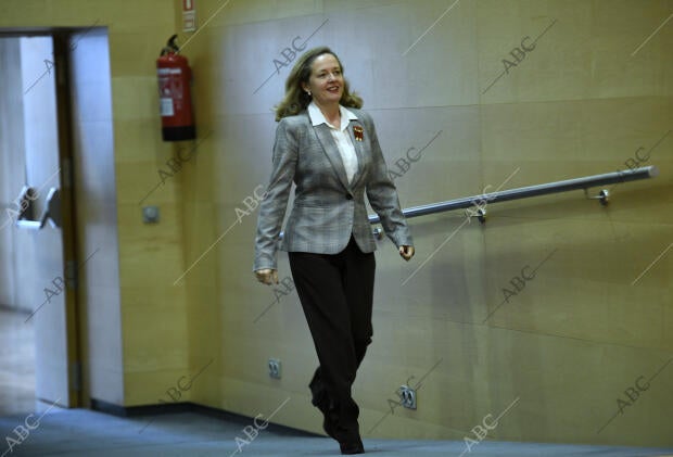 La vicepresidenta Tercera y ministra de Asuntos Económicos, Nadia Calviño, pide...
