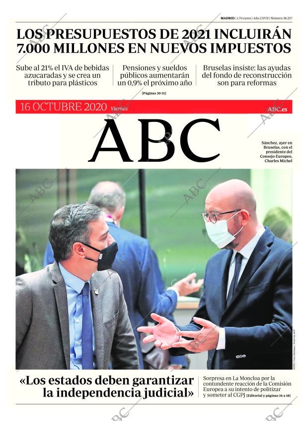 ABC MADRID 16-10-2020 página 1