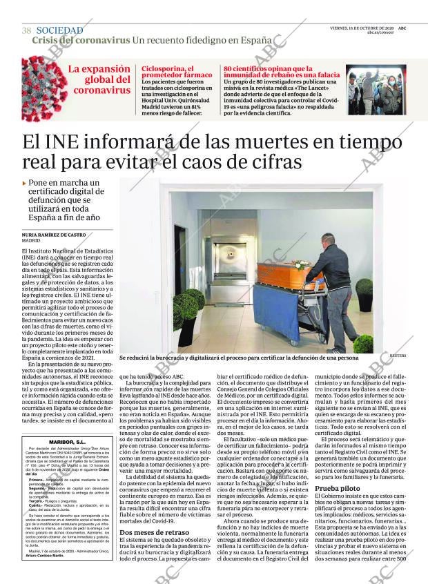 ABC MADRID 16-10-2020 página 38