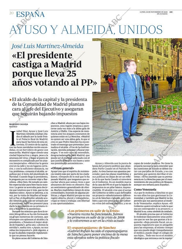 ABC MADRID 30-11-2020 página 20