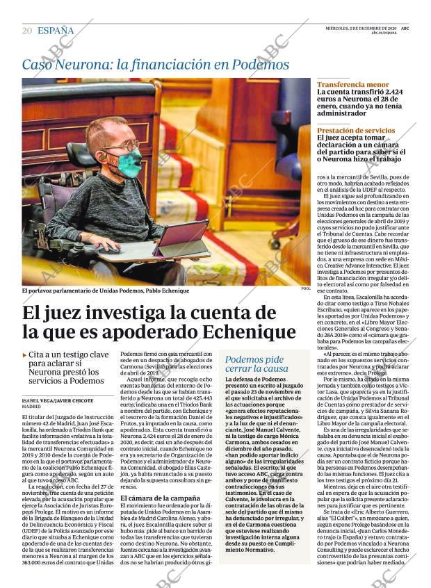 ABC MADRID 02-12-2020 página 20