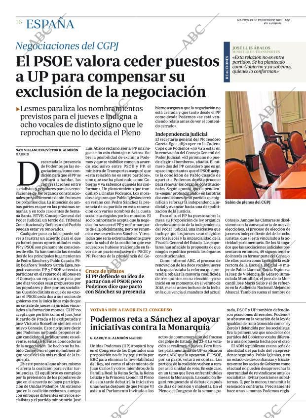 ABC MADRID 23-02-2021 página 16